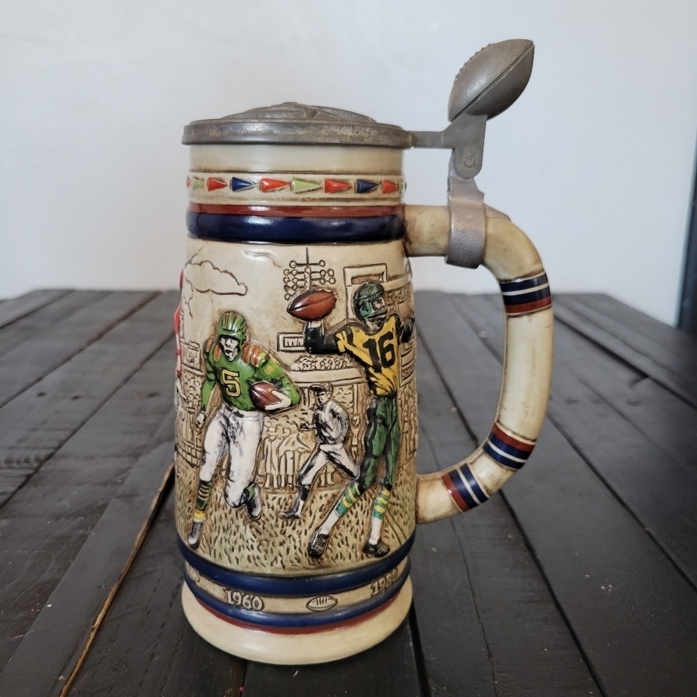 Avon Vintage 1983 Stein Collection Football American Colorful Ceramic Jar Helmet